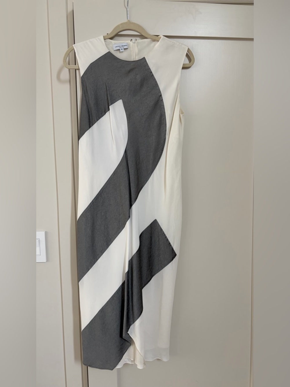Narciso Rodriguez white and Gray Asymmetric Sleeveless Dress